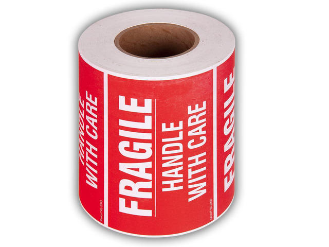 3' X 5' Fragile Handle with Care Warning Stickers for Shipping and Packing- 500 Permanent Adhesive Labels Per Roll (10 Pack)
