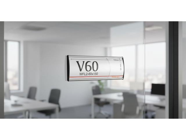 SET OF 10, OFFICE SIGN HOLDER FOR DOOR OR WALL MOUNT NAME PLATE FRAME DISPLAY CURVATURE PLAQUE SILVER ALUMINUM, 6.00' W x 2.36' H