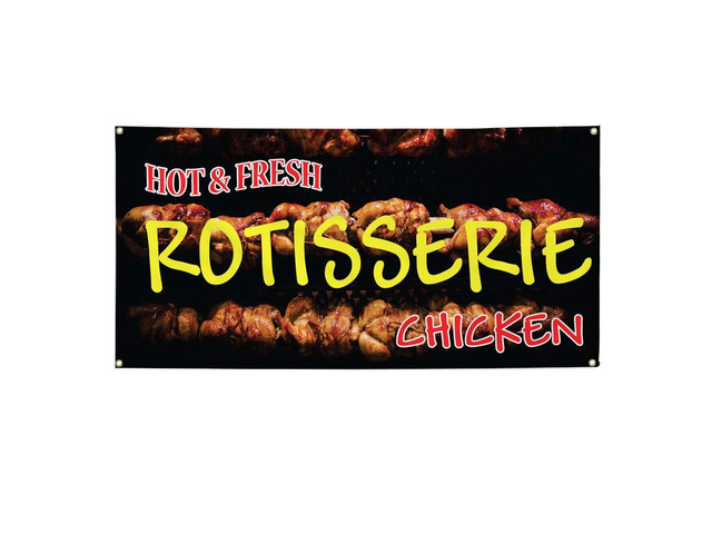 Vinyl Banner Multiple Sizes Hot & Fresh Rotisserie Chicken Restaurant & Food Outdoor Weatherproof Industrial Yard Signs Orange 10 Grommets...