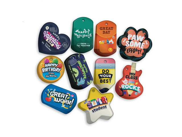Celebrate Holidays School Classroom Management Brag Tags Value Pack: 500 Tags (50 Tags for Each Shape) + 150 USA-Made, Hypoallergenic Aluminum...