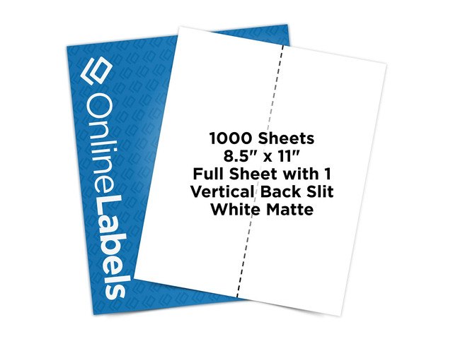 Full Sheet Labels -8.5 x 11 - Pack of 1000 Sheets - Inkjet/Laser Printers - Vertical Back Slit for Easy Peeling