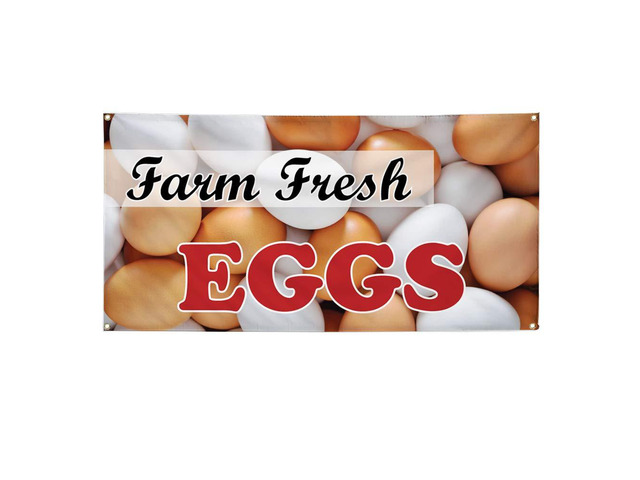 Vinyl Banner Multiple Sizes Farm Fresh Eggs Advertising Printing B Food & Beverage Eggs Outdoor Weatherproof Industrial Yard Signs White 10...
