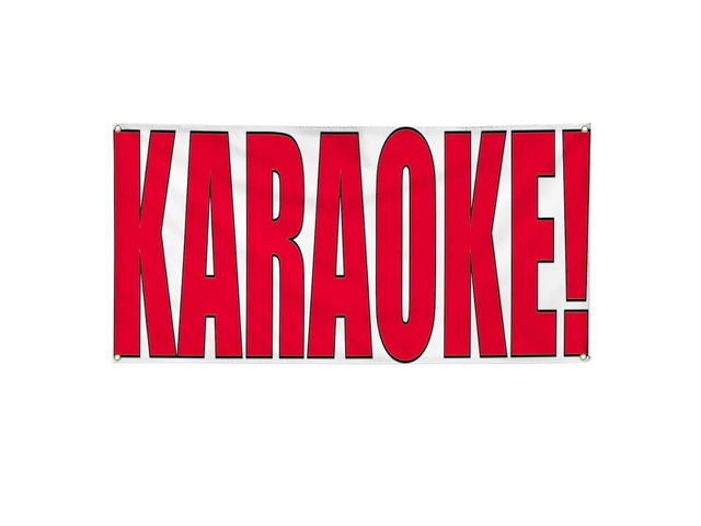 Vinyl Banner Multiple Sizes Karaoke! Outdoor Advertising Printing Lifestyle Outdoor Weatherproof Industrial Yard Signs Red 10 Grommets 60x144Inches