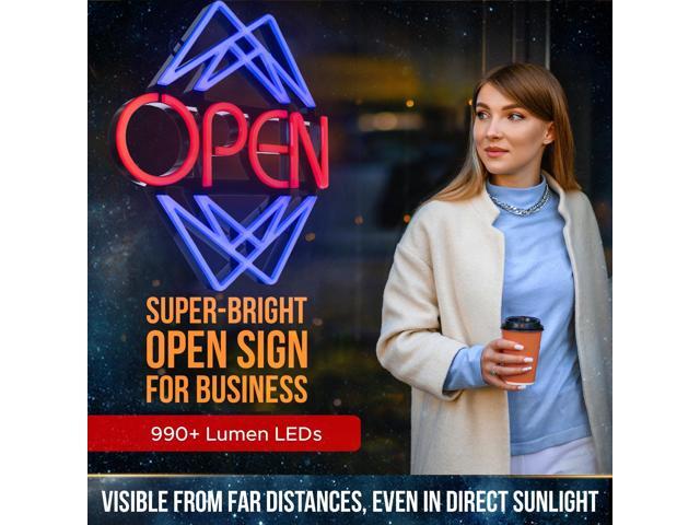 Open Sign for Business with 49 Color Combinations ULTRA BRIGHT LED Neon Sign Visible Day and Night Large Window Sign by 20 x 22in