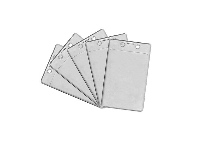200 Pack, Vertical, Clear, Vinyl, Badge Holder, Top Slit, Fits 2 3/4' x 4 1/4' Cards. Made in USA, 305SPTS