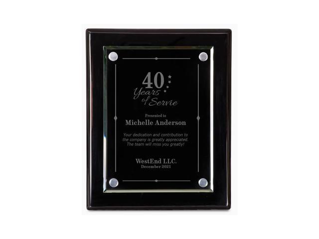 Personalized Piano Black Finish Floating Glass Plaque, Custom Engraved Wall Plaque for Employee Appreciation, Recognition, Service, Retirement and.