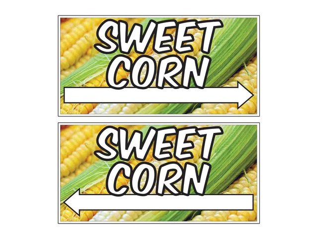 Sweet Corn Directional Sign - Set Includes Even Number of Right and Left Arrows - 12 inches x 24 inches - Weatherproof Corrugated Plastic - Full...