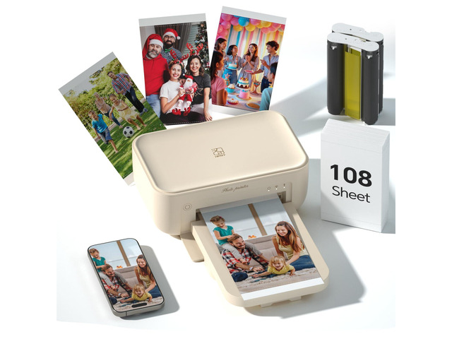 4x6 Photo Printer with 108 Sheets & 2 Ribbons - Dye Sublimation Wireless Portable Photo Printer for iPhone & Android Smartphones, Home & Travel...