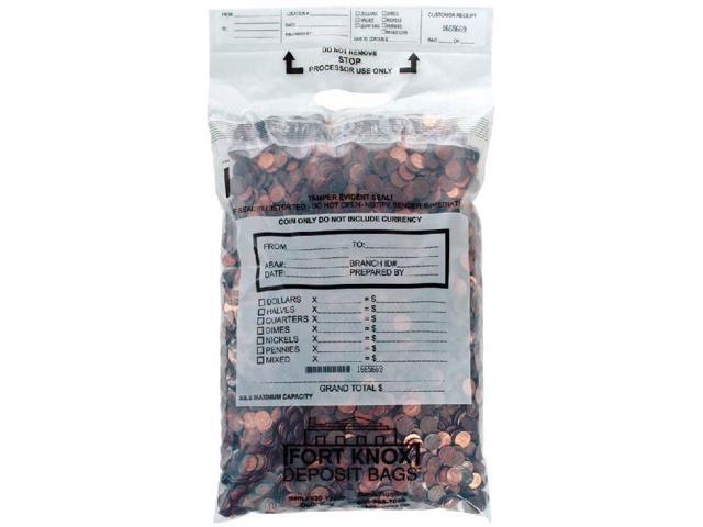 Poly Coin Bags 13W x 22H 250 Pack Tamper Evident Seal Single Handled Holds up to 50 lbs. of Coin Sequential Numbering & Tear Off Receipt