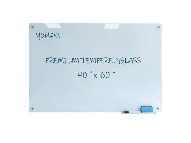 Magnetic Glass Whiteboard 40'x60' Premium Tempered Dry Erase Board Wall Mounted Frameless Whiteboard Bulletin Message Boards (White)