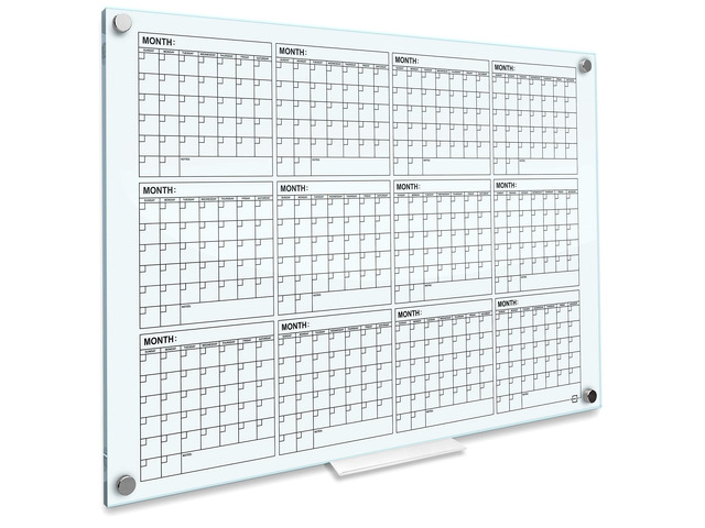 34'x46' Glass Whiteboard Calendar yearly Planner White Board 12 Month Dry Erase for Wall Glass Calendar Whiteboard Large Wall Calendar 2026