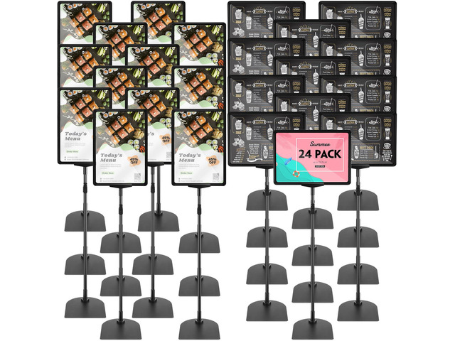 24 Pack Adjustable Poster Stand Holder Floor Standing Display Sign Holder for Advertising Business Menu Stand Vertical and Horizontal View Sign...