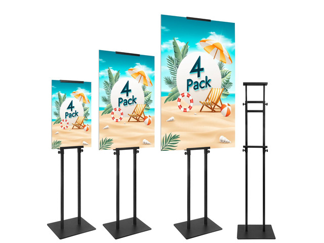 Poster Stand Heavy Duty - 4 Pack Double Sided Poster Board Stand with Base Adjustable Poster Stands for Display Banner Foam Free Standing Pedestal...