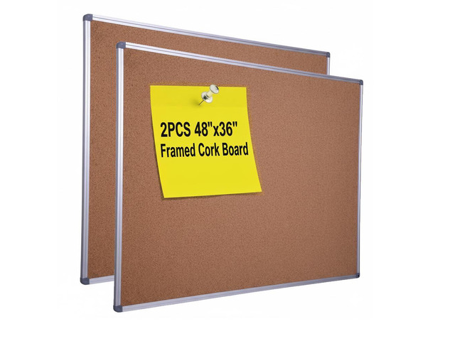2-Pack Cork Notice Board 48 x 36 Inch, Aluminum Frame Bulletin Board Walls Mounted Large Self-Healing Cork Board for Office, School, and Home,...