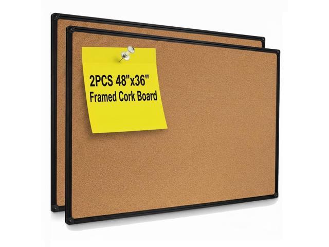 2 Pack 48' x 36' Cork Board, Black Aluminum Frame Bulletin Board for Walls, Large Self-Healing Bulletin Board for Office, School, and Home, Hanging.