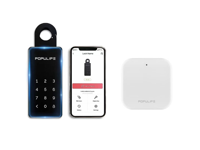 WiFi Lock Box for Outside with Gateway, Remotely Control Smart Key Lock Box, Wireless Lock Box for House Key, Door Handle & Wall Mount Sturdy Alloy...