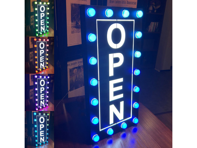 Outdoor Waterproof LED Open Sign for Business, Ultra Bright Lighted Open Sign for Storefront Window, RGB Color Changing with Remote, Commercial...