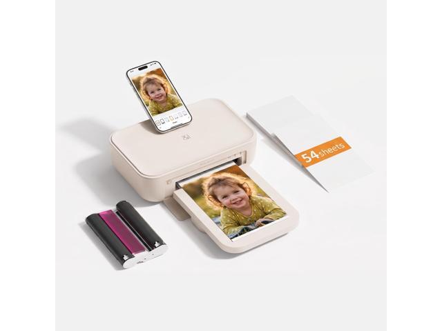 CP4100 4x6 Photo Printer, Desktop Instant Picture Printer Full-Color Thermal Sublimation Wi-Fi Printing, 15S AR Video, Fun App, Beige+54 Sheets...
