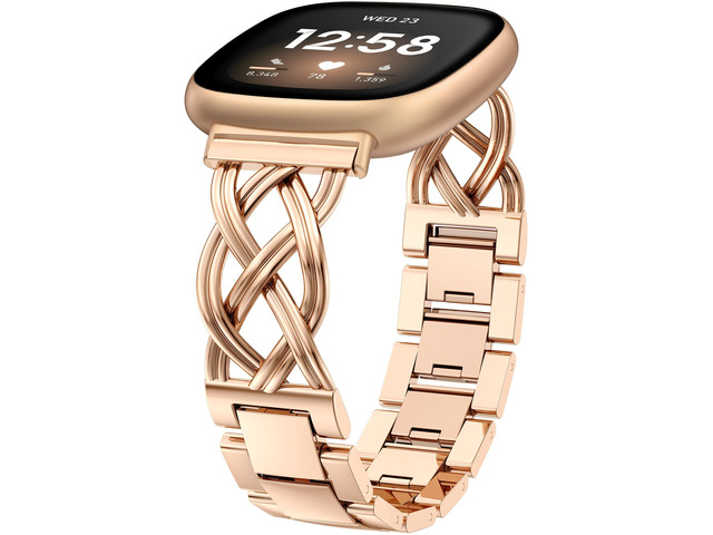 Metal Band Compatible with Fitbit Versa 4/Versa 3/Sense 2/Sense Bands Women, Celtic Stainless Steel Strap Dressy Bracelet Designer Pretty Wristband