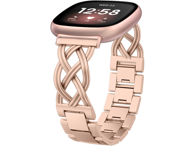 Metal Band Compatible with Fitbit Versa 4/Versa 3/Sense 2/Sense Bands Women, Celtic Stainless Steel Strap Dressy Bracelet Designer Pretty Wristband