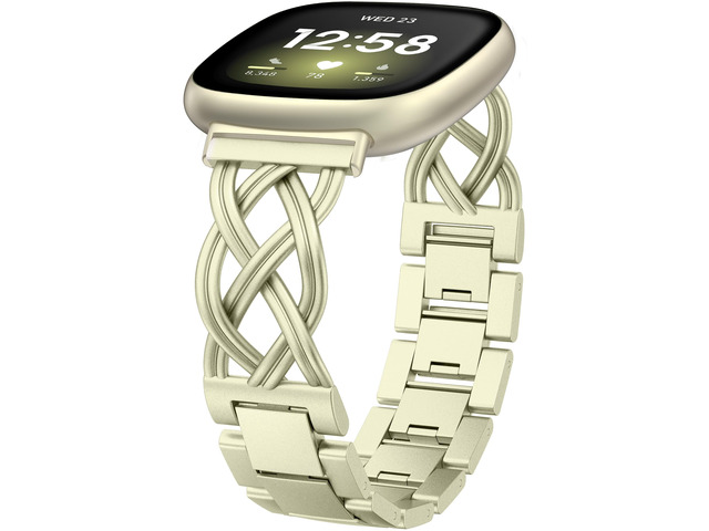 Metal Band Compatible with Fitbit Versa 4/Versa 3/Sense 2/Sense Bands Women, Celtic Stainless Steel Strap Dressy Bracelet Designer Pretty Wristband