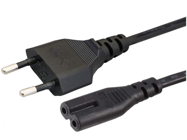 (10-Pack) European EU 2- Slot Printer Power Cord Cable, Non-Polarized (IEC-320-C7 to CEE 7/16) Works with Notebook/Laptop, Printer, Chargers, PS4...