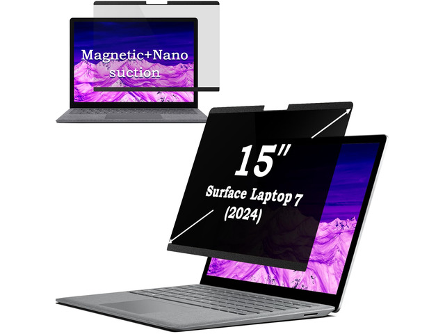 Magnetic Privacy Screen for 15 inch Surface Laptop 7 Gen (release in 2024), Removable Matte Computer Screen Spy Filter Compatible with Microsoft...
