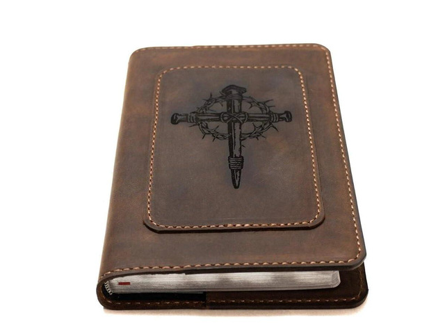 Real Leather KJV Large Print Bible. Option to Laser engrave name, initials, or logo. Personalized Gift for Wedding, Baptism, Graduation, Birthday...