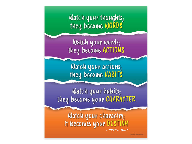 ZOCO Watch Your Thoughts Poster (20-Pack) Motivational Anti-Bullying Wall Art for Classroom or Workplace Respect and Character Education Decor ...
