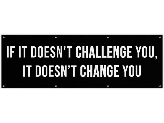 If It Doesn't Challenge You Banner - Motivational Home Gym Decor - Large Quote Wall Art - Weightlifting - Inspirational (120 x 40 Inches)