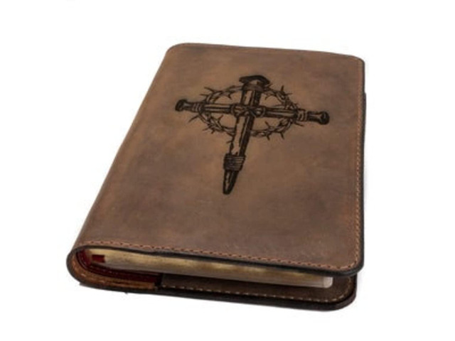 Real Leather NLT Large Print Bible. Option to Laser engrave name, initials, or logo. Personalized Gift for Wedding, Baptism, Graduation, Birthday...