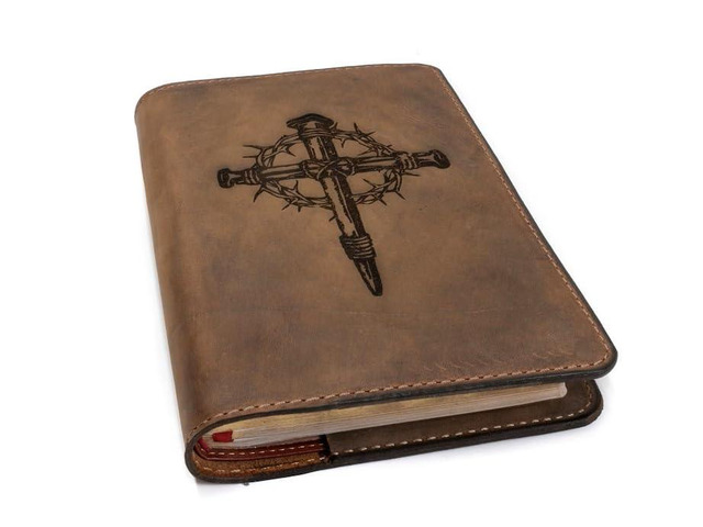 Real Leather KJV Large Print Bible. Option to Laser engrave name, initials, or logo. Personalized Gift for Wedding, Baptism, Graduation, Birthday...