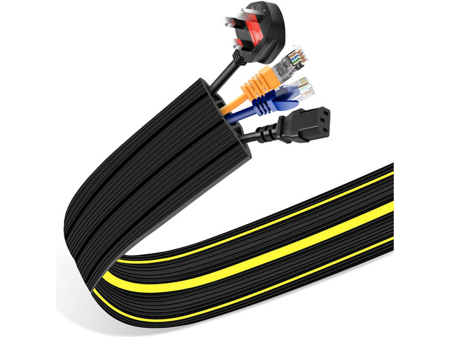 Cord Cover Floor, 3ft Heavy Duty Cable Protector, Cord Cover for Wires on Floor, Extension Indoor Outdoor Cable Cover Rubber 3 Channel Cable...