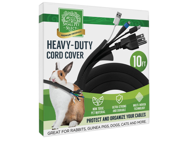 Heavy Duty Cord Cover, Cable Protector, Black, 10 ft Ultra-Durable Wire & Cord Protector, Cord Management, Chew-Resistant, For Rabbits, Dogs,...