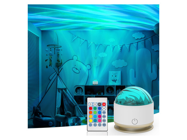 Northern Light Projector, Battery Operated Aurora Night Light with Timer Function, 13 Colors Galaxy Lamp Ripple Ceiling Projector Mood Ambient...