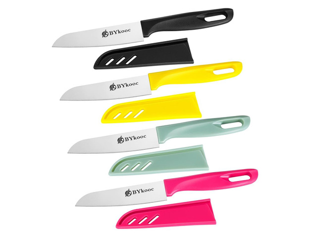 8 pieces Paring Knives (4PCS Peeling Knives and 4PCS Knife Sheath), Ultra Sharp Vegetable and Fruit Knife,German Steel Small Kitchen Knife with PP...