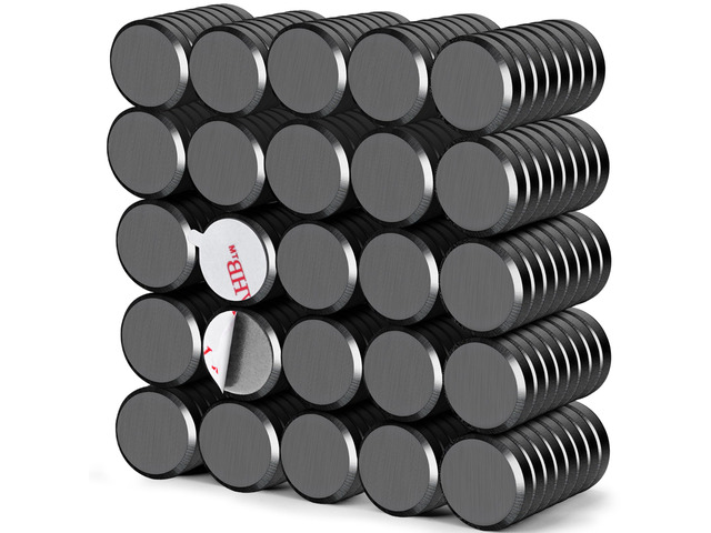 Strong Adhesive Magnets,200p 0.47x0.12in Fridge Refrigerator Magnet Small Round Black Ceramic Button Neodymium Magnets,Heavy Duty,for...