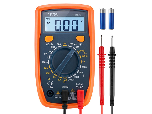 Digital Multimeter Tester with Capacitance, 2000 Counts DC AC Voltmeter and Ohm Volt Amp Meter; Measures Voltage, Current, Resistance, Capacitance,...