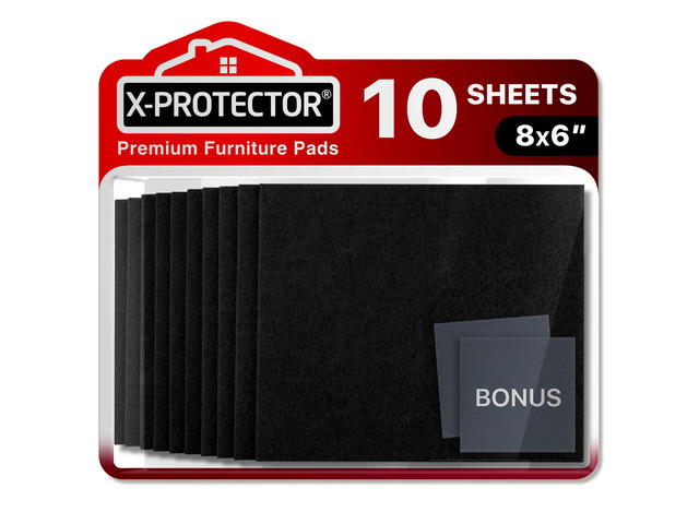 Felt Furniture Pads 10 PCS - Premium 8 x 6 x 1/5 Heavy Duty Black Felt Sheets! Cut Large Furniture Pads to The Size You Need - The Best Felt Floor...