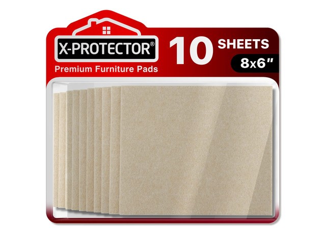 Felt Furniture Pads 10 PCS - Premium 8 x 6 x 1/5 Heavy Duty Beige Felt Sheets! Cut Large Furniture Pads to The Size You Need - The Best Felt Floor...