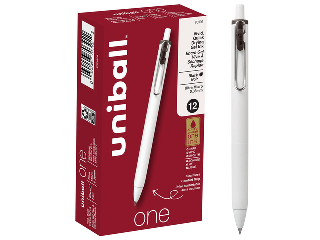 Uniball One Gel Pen 12 Pack; 0.38mm Ultra Micro Black Pens; Gel Ink Pens Office Supplies Sold by Uniball are Pens; Ballpoint Pen; Colored Pens;...