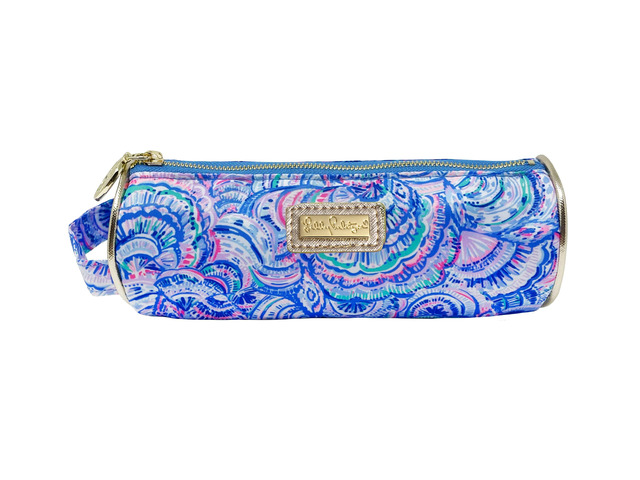Cute Zipper Pouch, Happy As A Clam Colorful Pencil Case with Zip Closure for Office Supplies, Small Slim Travel Bag with Carrying Loop Handle and...