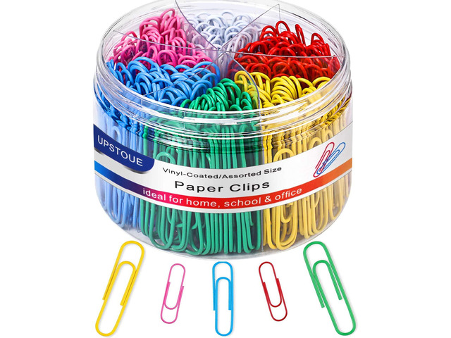 Paper Clips Assorted Sizes Colored, 400PCS Med & Large for Office Vinyl Coated Steel paperclips, Rustproof & Scratch Resistant for Office School...