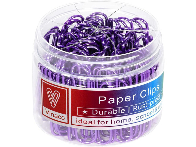 Purple Paper Clips, 400PCS Medium & Large Sizes, for Office School Rustproof Vinyl Coated Steel paperclips, Smooth No-Snag Surface, Hold Thick...