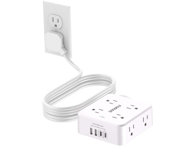 10Ft Extension Cord with Multiple Outlets, 8 Outlets and 4 USB Ports 10 Feet Flat Plug Long Cord Surge Protector Power Strip for Home Office,...