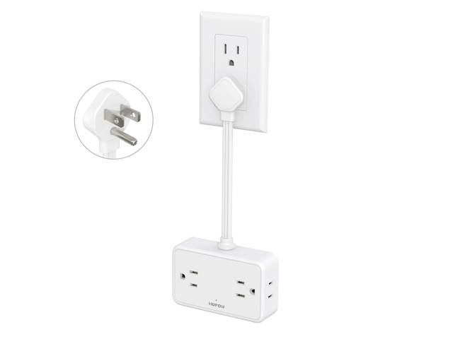 Flat Plug Extension Cord, 4AC & 2A2C, 0.5FT Short Power Strip for Travel 1625W/13A, Small Extension Cord,1.62in Wide Spaced, Multiple Outlet, White,...