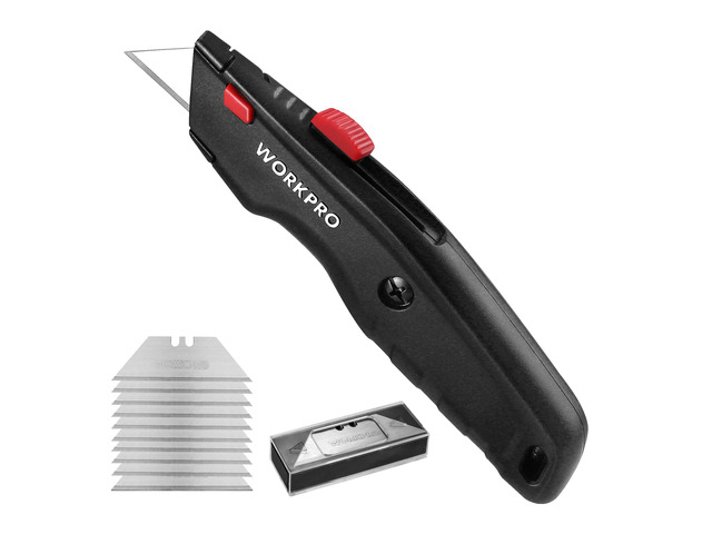 Premium Utility Knife, Retractable All Metal Heavy Duty Box Cutter, Quick Change Blade Razor Knife, with 10 Extra Blades