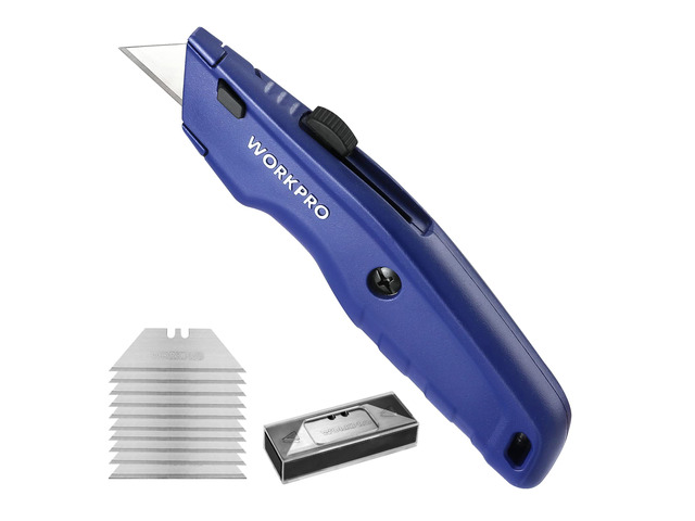 Premium Utility Knife, Retractable All Metal Heavy Duty Box Cutter, Quick Change Blade Razor Knife, with 10 Extra Blades