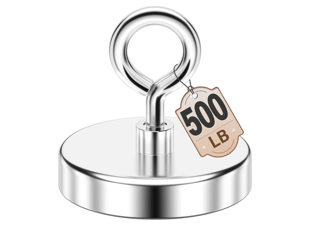 500 LBS Strong Fishing Magnet, 2.36 Inch Rare Earth Pickup Magnet Strong Rare Earth Magnet, Magnet Fishing Use, Lifting Eye Bolt Design, Outdoor...
