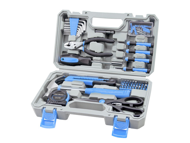 Complete Household Tool Set, Blue Hand Kit With Storage Case Versatile tool assortment for home repairs, DIY projects, furniture setup, crafting,...